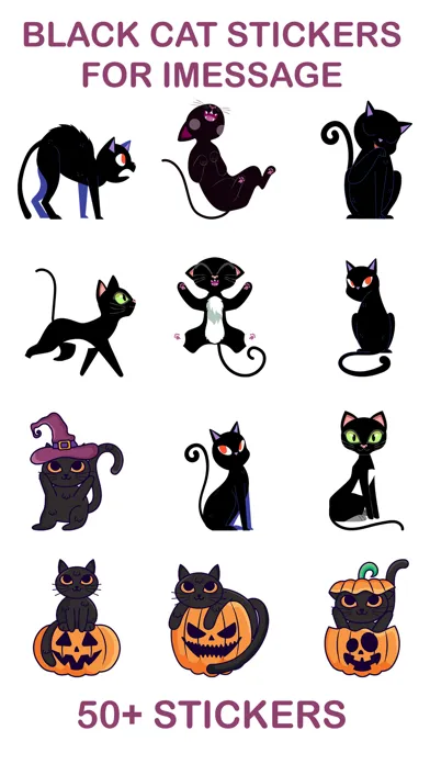Скриншоты Black Cat Sticker for iMessage