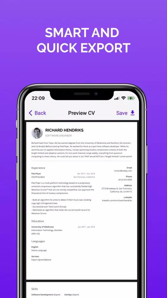 Quick CV - Resume Builder应用截图
