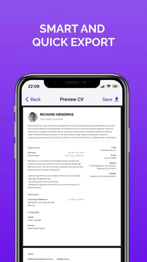 Quick CV - Resume Builder スクリーンショット