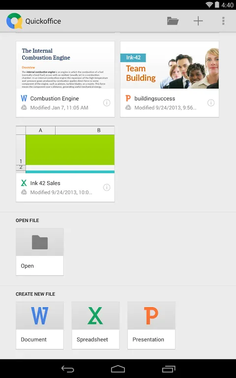 Quickoffice Ekran Görüntüleri