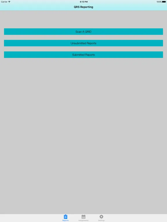 Ảnh chụp màn hình của QRS Reporting iPad 