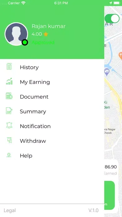 Zrzuty ekranu QuickRideJA Driver