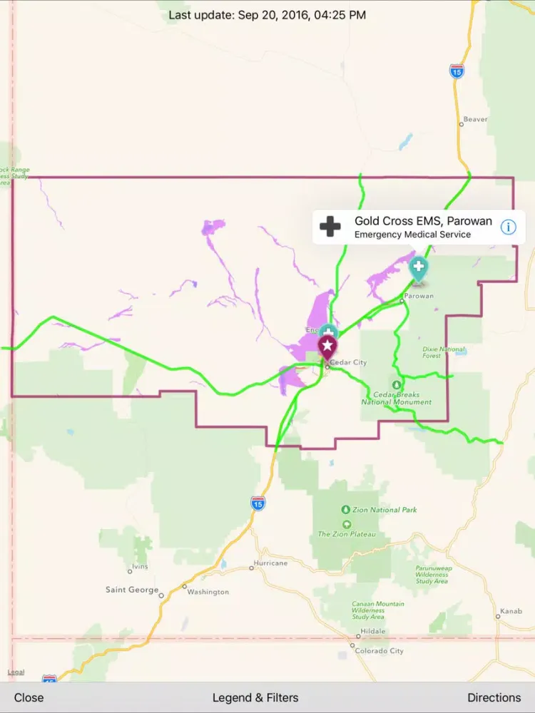 Tangkapan skrin Iron County UT iPad 