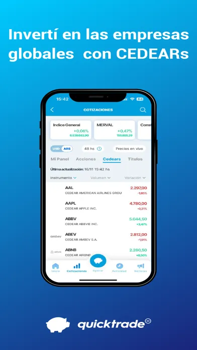 Capturas de tela do Quicktrade