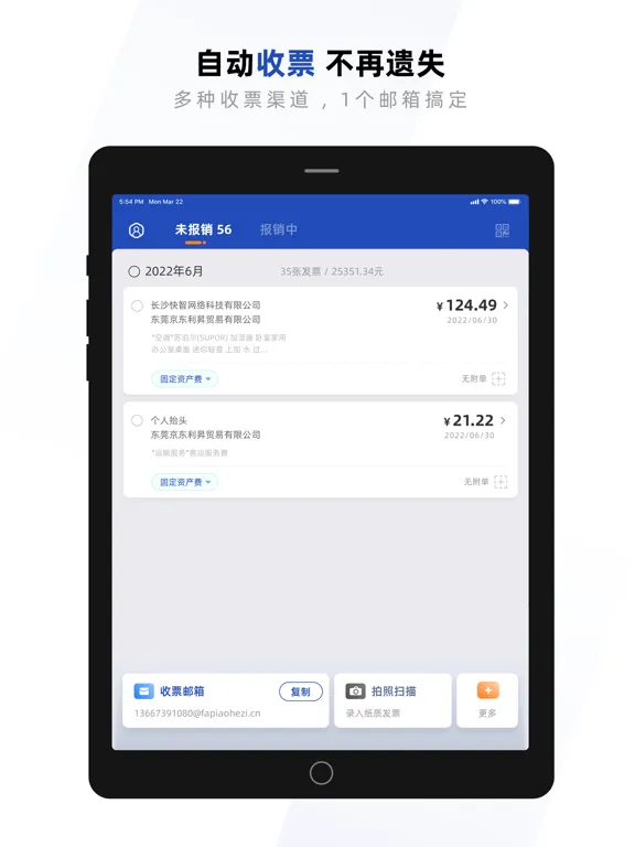 Capturas de tela do 发票盒子-Ai管理发票小秘书 iPad 
