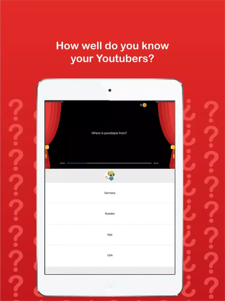 Youtubers Quiz USA 2k17 Trivia iPad 應用截圖