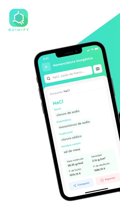 Screenshot di Quimify: Nomenclatura Química