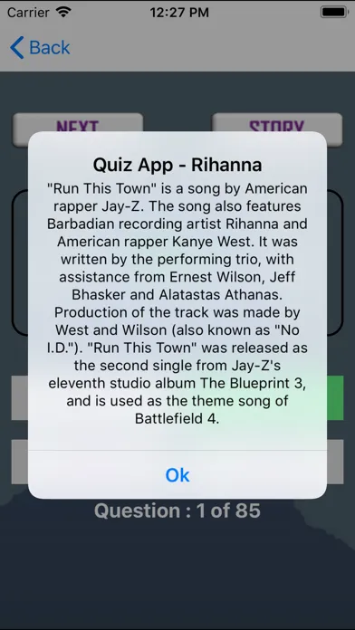 Quiz App - "Rihanna Edition" স্ক্রিনশট