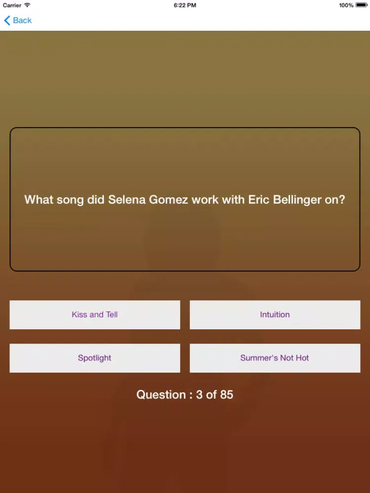 تصاویر Quiz App - "Selena Gomez Edition" iPad 