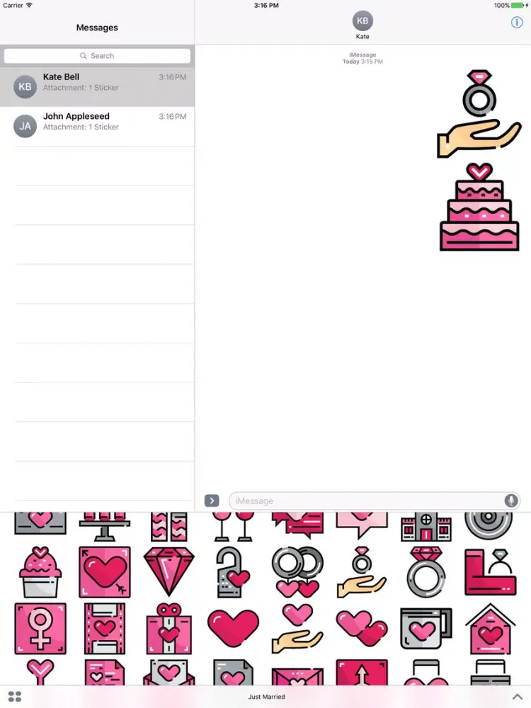 Capturas de tela do Just Married - Emoji For Young Couples iPad 