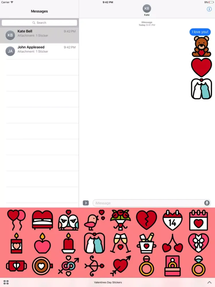 Ảnh chụp màn hình của Valentine's Day Stickers - Love For Messages iPad 