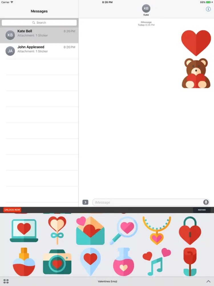 Valentine's Emoji FREE - Love Stickers for Couples iPad  스크린샷