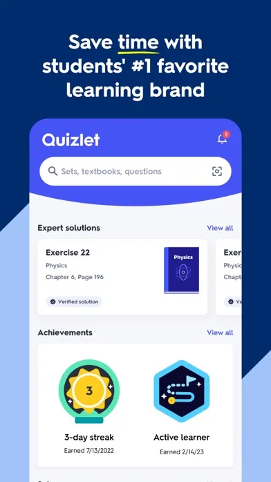 Captures d'écran de Quizlet: AI-powered Flashcards