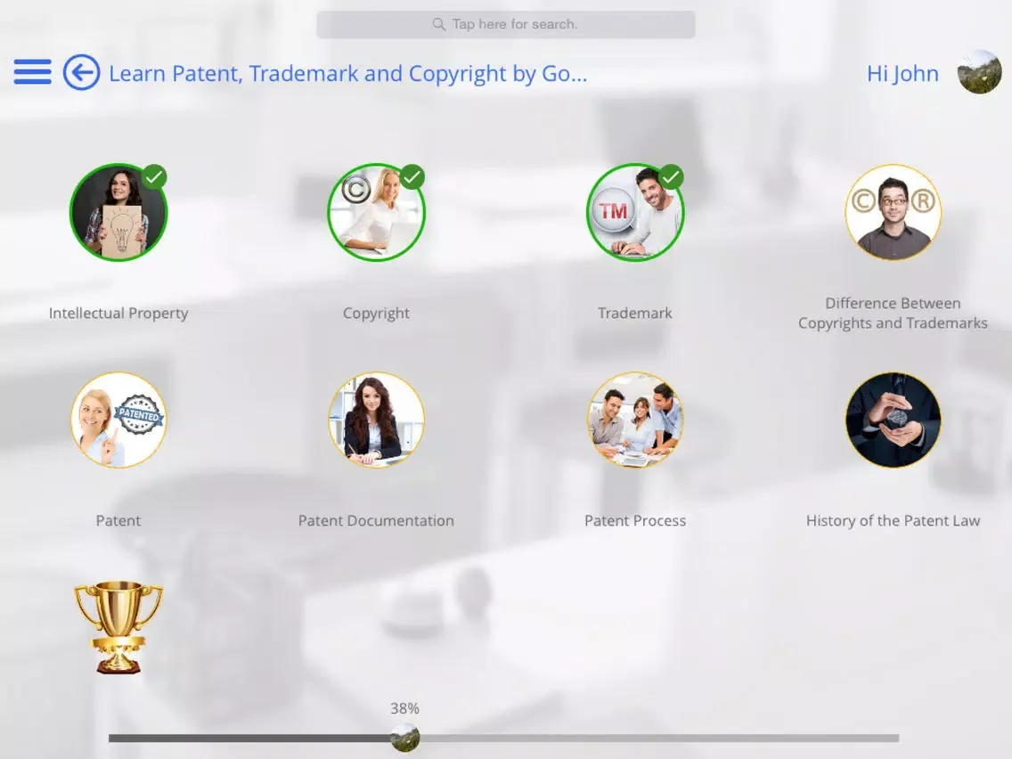 Learn Patent, Trademark and Copyright by GoLearningBus iPad  Screenshots