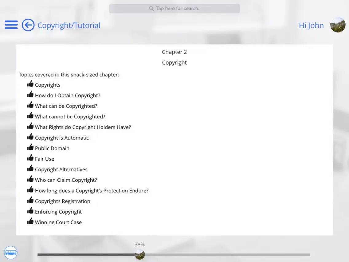 Learn Patent, Trademark and Copyright by GoLearningBus iPad  Screenshots