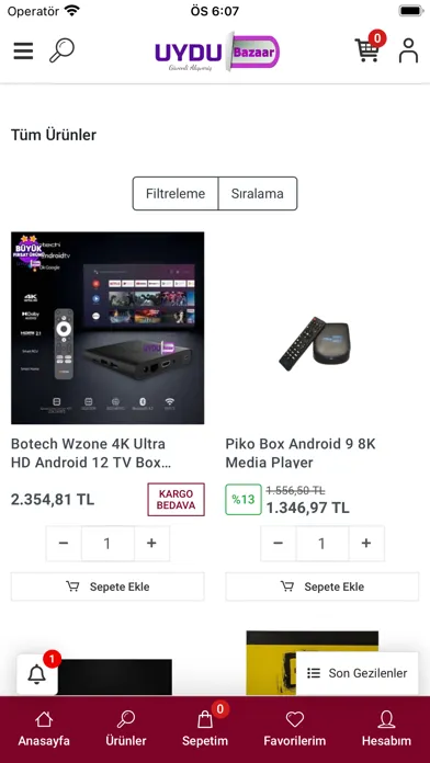 Zrzuty ekranu Uydu Bazaar