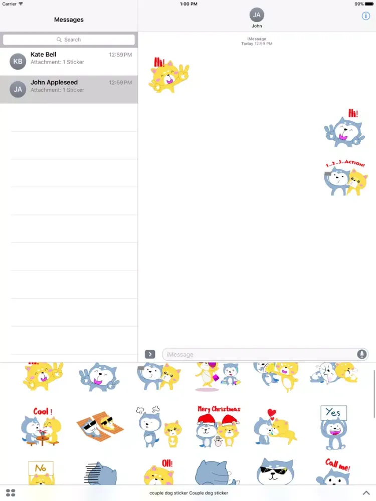 Zrzuty ekranu Couple dog sticker iPad 