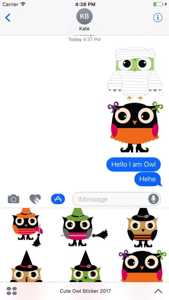 Capturas de tela do Cute Owl Sticker 2017