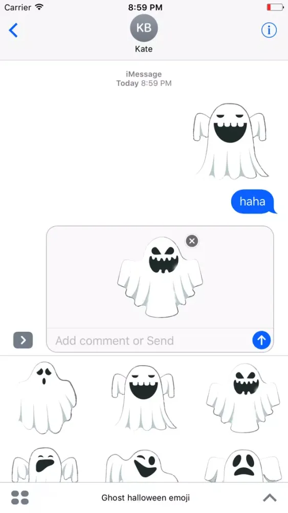 Tangkapan layar Ghost halloween emoji