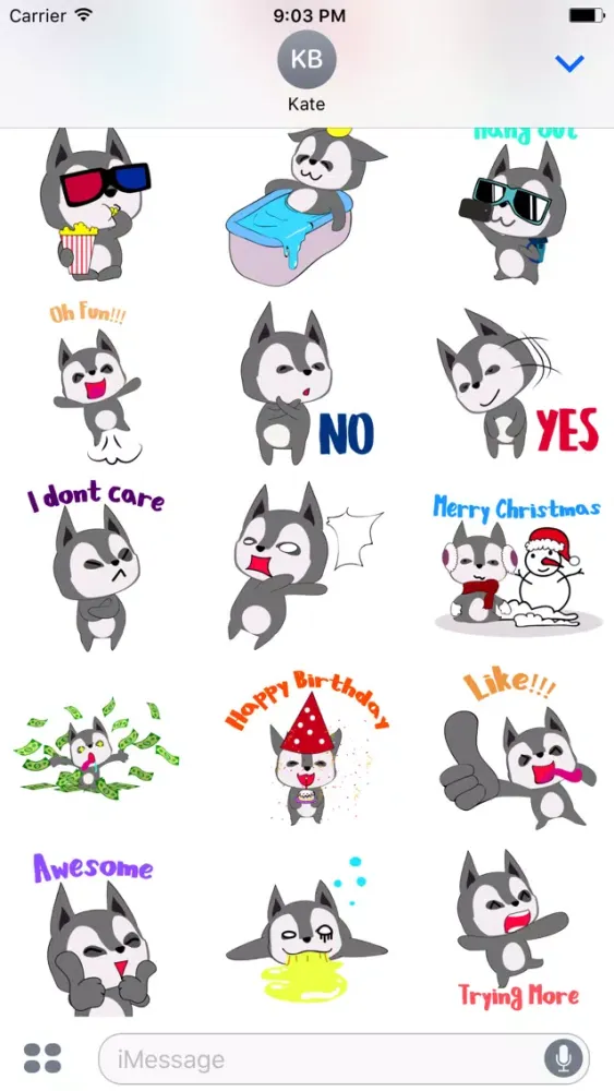 Husky dog emoji & sticker سکرین شاٹس
