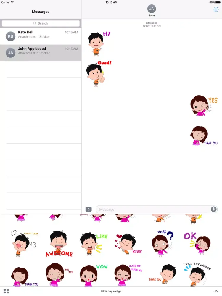 Little boy and girl stickers iPad  স্ক্রিনশট