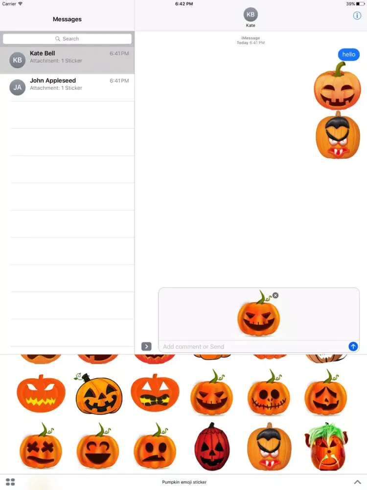 ภาพหน้าจอของ Pumpkin emoji sticker iPad 