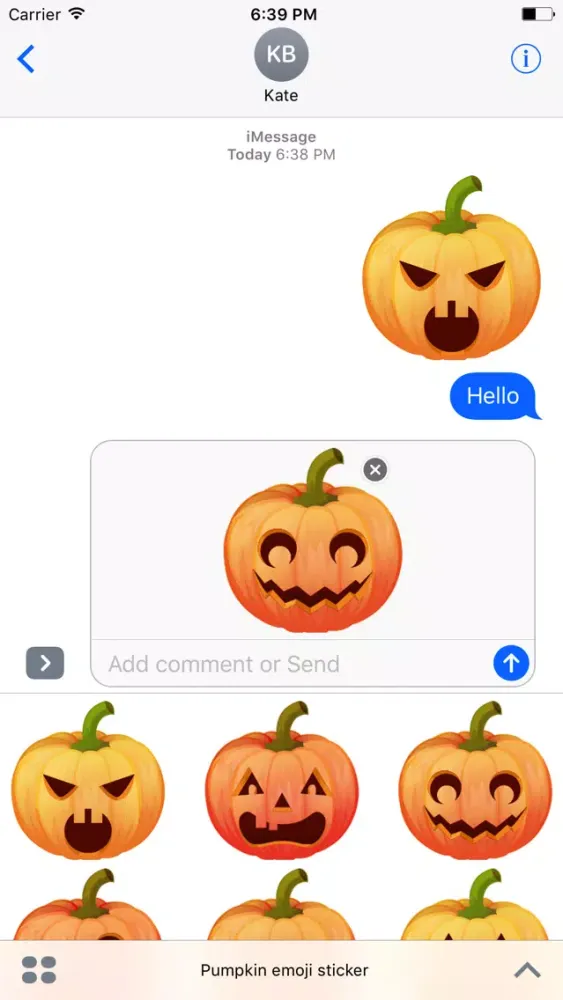 ภาพหน้าจอของ Pumpkin emoji sticker