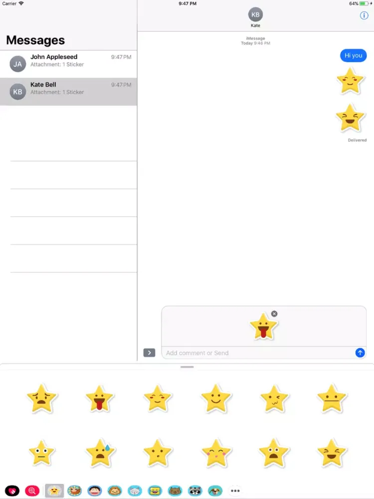 Screenshot di stars face emoji iPad 