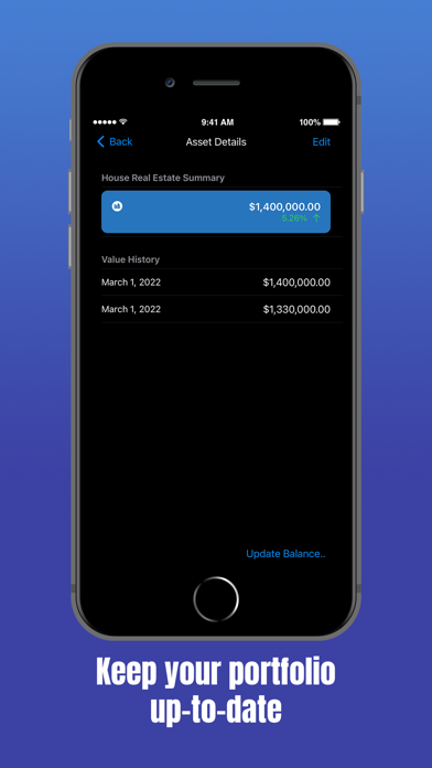 Capturas de tela do Net Worth Progress Tracker