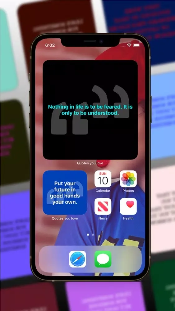 ภาพหน้าจอของ Quotes Widget decorator