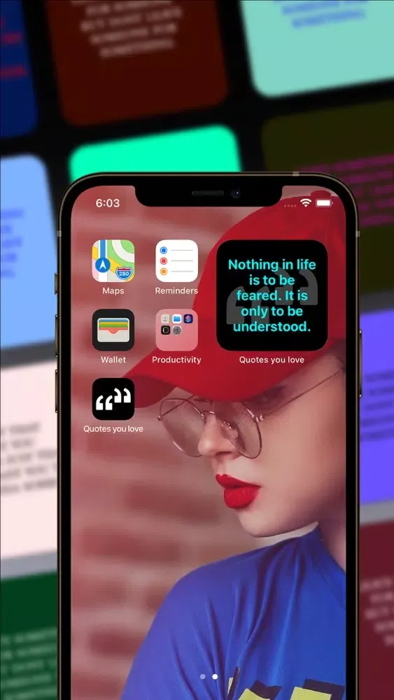 ภาพหน้าจอของ Quotes Widget decorator