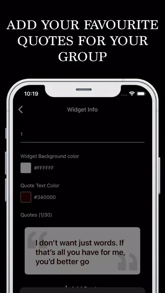 ภาพหน้าจอของ Quotes Widget decorator