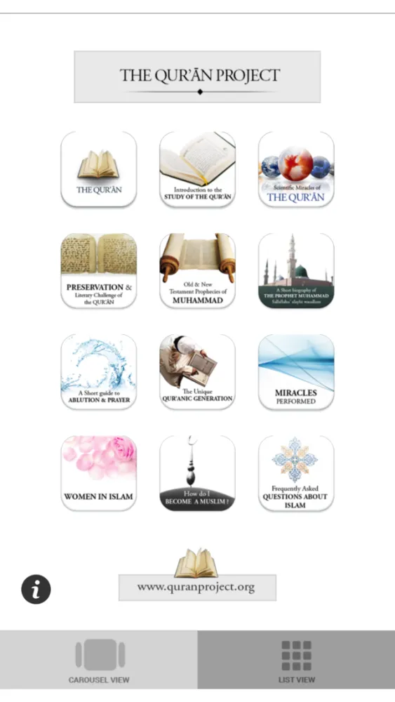 Tangkapan layar Quran Project