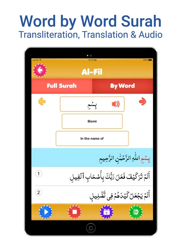 10 Surahs for Kids Word by Word Translation iPad  Screenshots