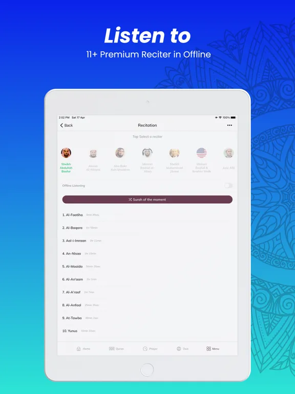 Tangkapan layar Al Quran by Quran Touch iPad 