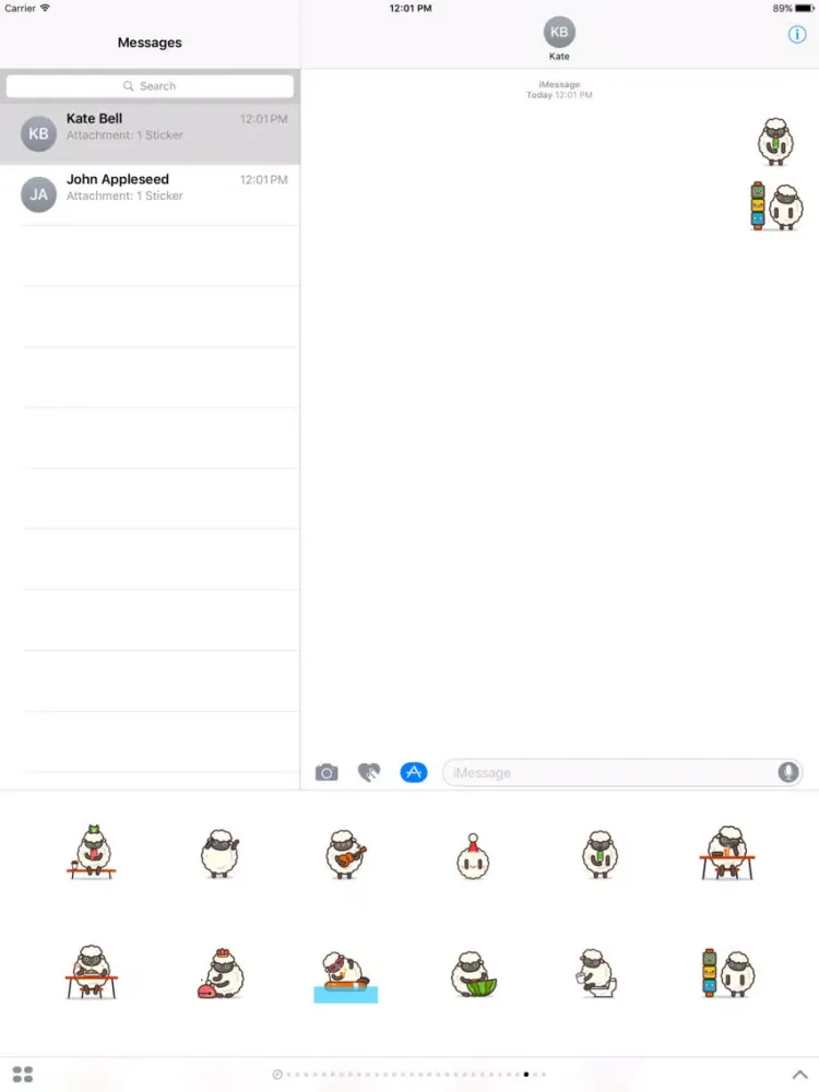 Franky Sheep animated stickers pack iPad 应用截图