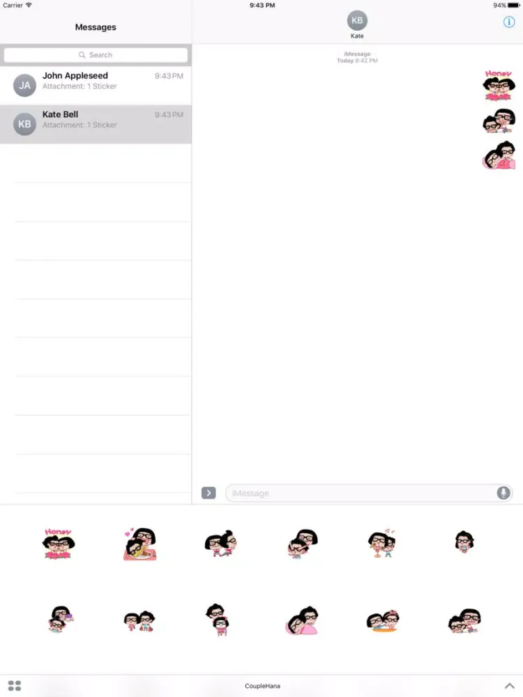 Couple Hana - I love you animated stickers pack iPad  سکرین شاٹس