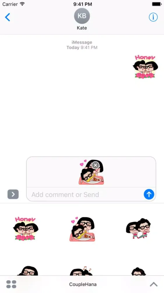 Couple Hana - I love you animated stickers pack سکرین شاٹس