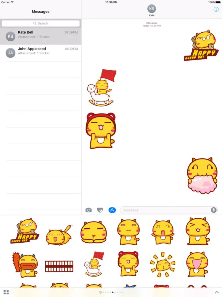 Hami cat sticker pack for iMessage iPad  سکرین شاٹس