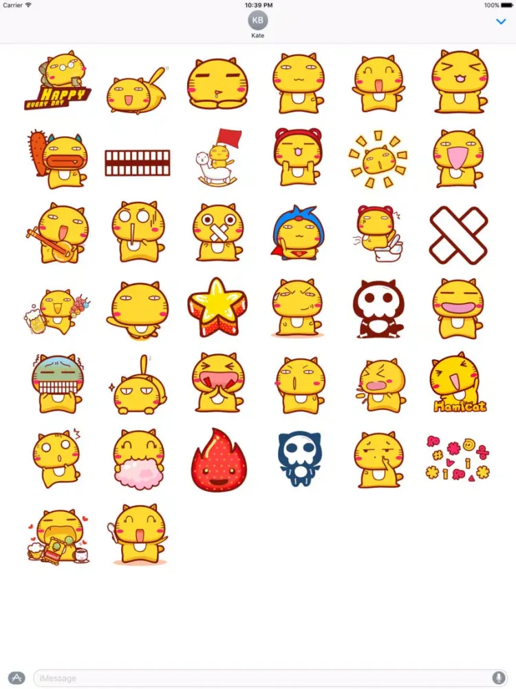 Hami cat sticker pack for iMessage iPad  سکرین شاٹس