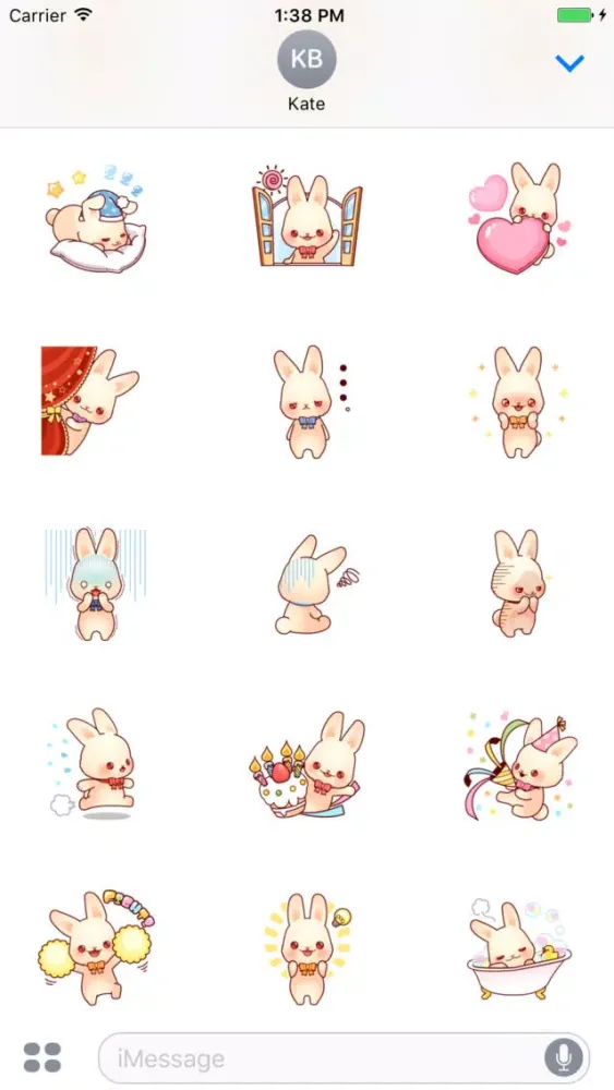 Capturas de tela do Bunny Lola stickers pack