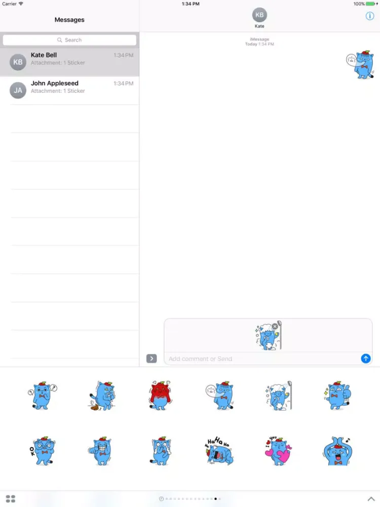 Captures d'écran de Naughty Blue Cat Stickers Pack iPad 
