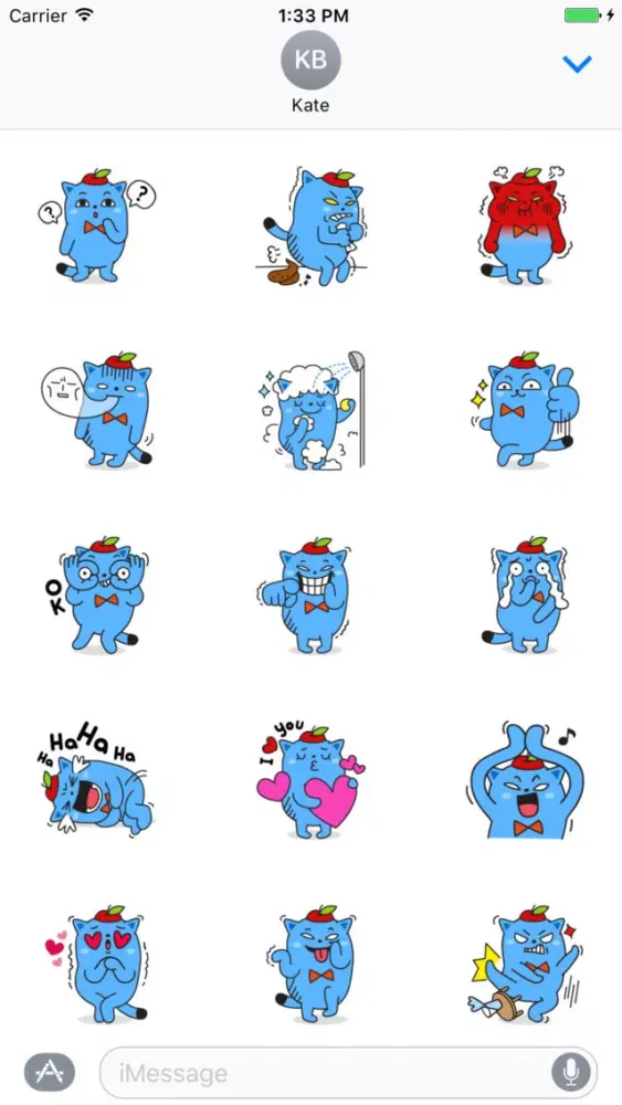 Captures d'écran de Naughty Blue Cat Stickers Pack