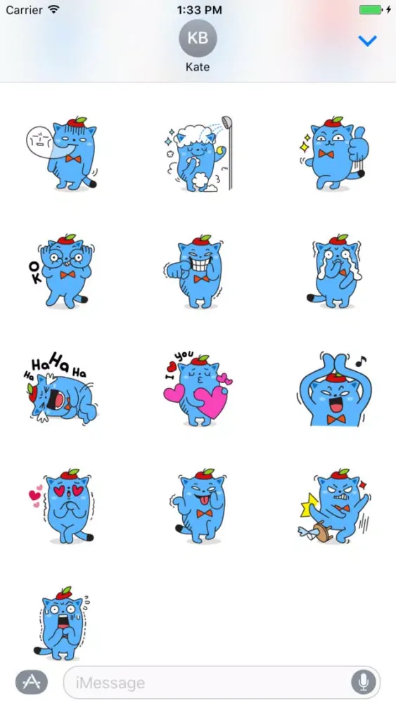 Captures d'écran de Naughty Blue Cat Stickers Pack