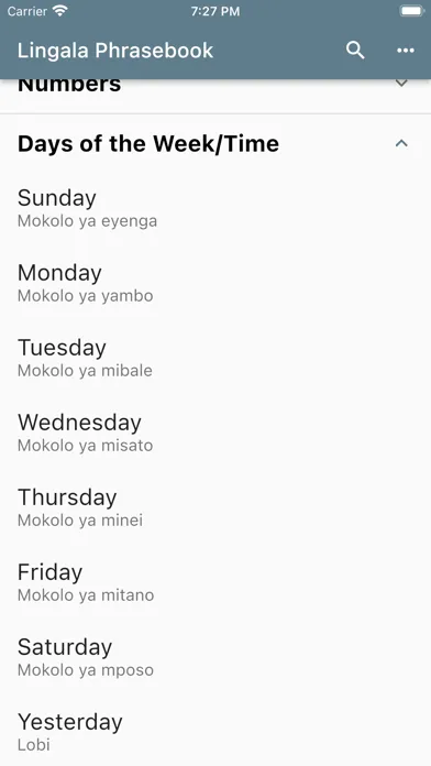 Скриншоты Lingala Phrasebook