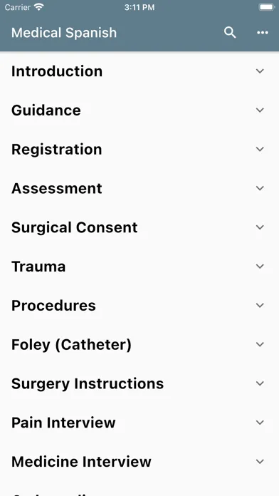 Zrzuty ekranu Spanish Medical Phrases