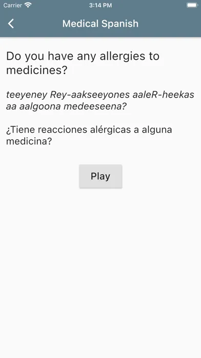 Zrzuty ekranu Spanish Medical Phrases