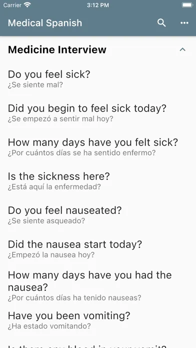 Zrzuty ekranu Spanish Medical Phrases