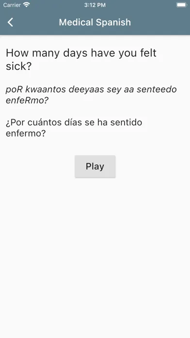 Zrzuty ekranu Spanish Medical Phrases