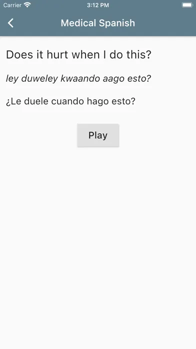 Zrzuty ekranu Spanish Medical Phrases
